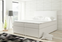 Kontinentální postel DIVALLO - Boxspring - bílá eko-kůže Soft 017