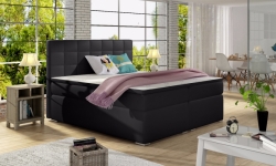 Kontinentální postel ALICE - Boxspring - černá eko-kůže Soft 011