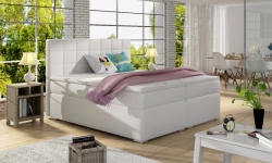 Kontinentální postel ALICE - Boxspring - bílá eko-kůže Soft 017