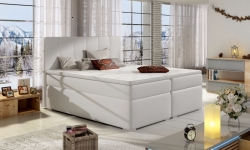 Kontinentální postel BOLERO - Boxspring - bílá eko-kůže Soft 017