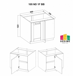 Kuchyňská skříňka LUNA 105 ND 1F BB