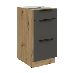 Kuchyňská skříňka ARIA 40 D 3S BB korpus dub artisan, dvířka černá