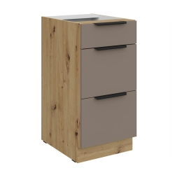 Kuchyňská skříňka ARIA 40 D 3S BB korpus dub artisan, dvířka Sandgrau-TA