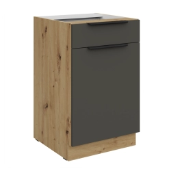 Kuchyňská skříňka ARIA 50 D 1F 1S BB korpus dub artisan, dvířka šedá