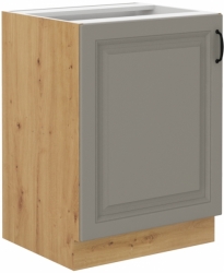 Kuchyňská skříňka Stilo 60 D 1F BB, korpus dub artisan / dvířka světle šedá CLAY