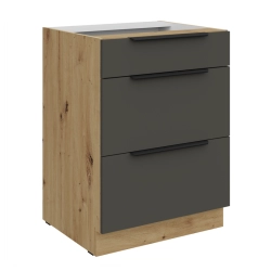 Kuchyňská skříňka ARIA 60 D 3S BB korpus dub artisan, dvířka šedá