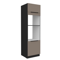 Kuchyňská skříňka ARIA 60 DPM-210 2F korpus černá, dvířka Sandgrau-TA
