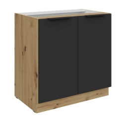 Kuchyňská skříňka ARIA 80 D 2F BB 
korpus dub artisan, dvířka černá