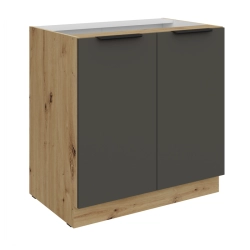 Kuchyňská skříňka ARIA 80 D 2F BB
korpus dub artisan, dvířka šedá 