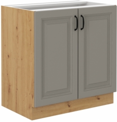 Kuchyňská skříňka Stilo 80 D 2F BB, korpus dub artisan / dvířka světle šedá CLAY