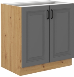 Kuchyňská skříňka Stilo 80 D 2F BB, korpus dub artisan / dvířka šedá DUST