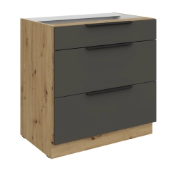 Kuchyňská skříňka ARIA 80 D 3S BB 
korpus dub artisan, dvířka šedá