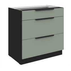 Kuchyňská skříňka ARIA 80 D 3S BB 
korpus černá, dvířka Aquamarine-SA