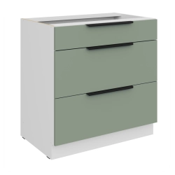 Kuchyňská skříňka ARIA 80 D 3S BB 
korpus bílá, dvířka Aquamarine-SA