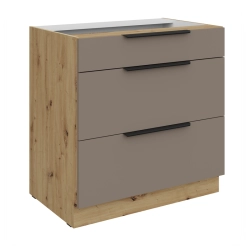Kuchyňská skříňka ARIA 80 D 3S BB 
korpus dub artisan, dvířka Sandgrau-TA