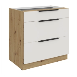 Kuchyňská skříňka ARIA 80 D 3S BB 
korpus dub artisan, dvířka bílá
