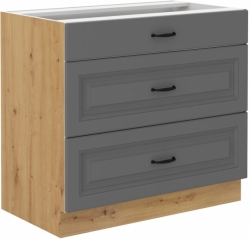 Kuchyňská skříňka Stilo 80 D 3S BB, korpus dub artisan / dvířka šedá DUST