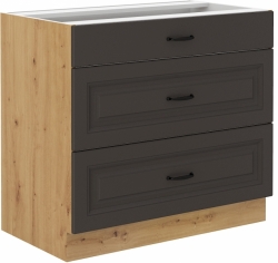Kuchyňská skříňka Stilo 80 D 3S BB, korpus dub artisan / dvířka šedá