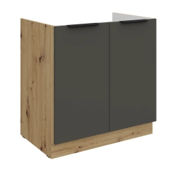 Kuchyňská skříňka ARIA 80 ZL 2F BB, korpus dub artisan / dvířka šedá