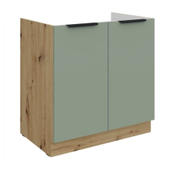 Kuchyňská skříňka ARIA 80 ZL 2F BB, korpus dub artisan / dvířka Aguamarine