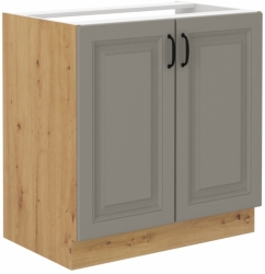 Kuchyňská skříňka Stilo 80 ZL 2F BB, korpus dub artisan / dvířka světle šedá CLAY