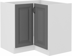 Kuchyňská skříňka Stilo 90x90 DN 1F BB, korpus bílá / dvířka šedá DUST