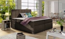 Kontinentální postel ALICE - Boxspring - tmavě hnědá látka Sawana 26