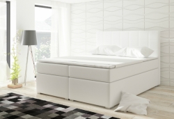 Kontinentální postel ALICE - Boxspring - bílá eko-kůže Soft 017