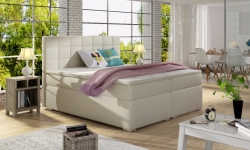 Kontinentální postel ALICE - Boxspring - béžová eko-kůže Soft 033