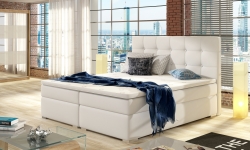 Kontinentální postel INEZ, boxspring, 160x200 cm, bílá eko-kůže Soft 17