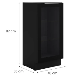 Spodní prosklená kuchyňská skříňka 40 DW 1F BB, černá