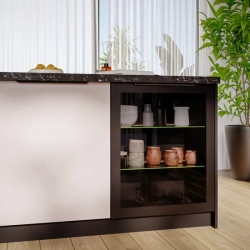 Spodní prosklená kuchyňská skříňka 40 DW 1F BB, černá