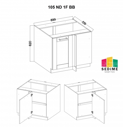 Kuchyňská skříňka LUNA 105 ND 1F BB