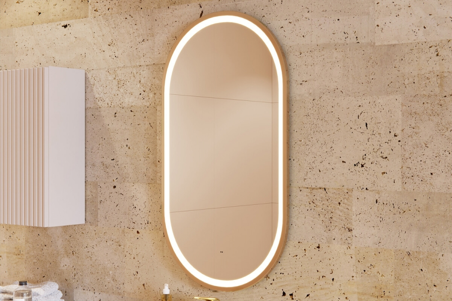 Zrcadlo APOLLO s LED zlatá