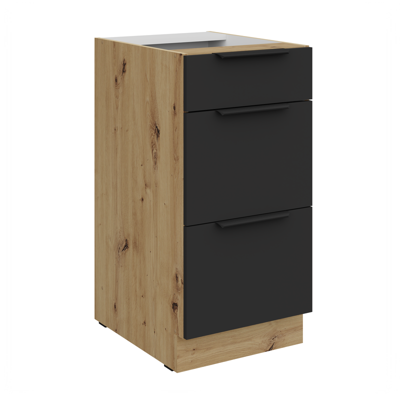 Kuchyňská skříňka ARIA 40 D 3S BB korpus dub artisan, dvířka černá