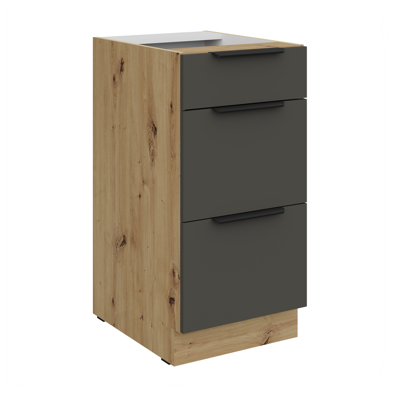 Kuchyňská skříňka ARIA 40 D 3S BB korpus dub artisan, dvířka černá