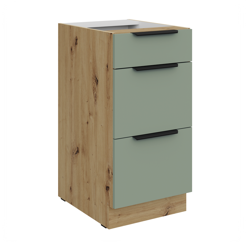 Kuchyňská skříňka ARIA 40 D 3S BB korpus dub artisan, dvířka Aquamarine-SA