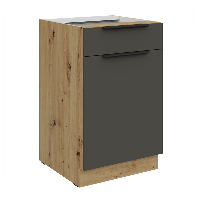 Kuchyňská skříňka ARIA 50 D 1F 1S BB korpus dub artisan, dvířka šedá