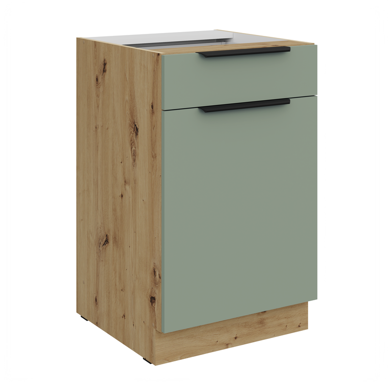 Kuchyňská skříňka ARIA 50 D 1F 1S BB korpus dub artisan, dvířka Aquamarine-SA