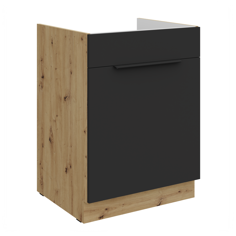 Kuchyňská skříňka ARIA 60 ZL 1S BB korpus dub artisan, dvířka černá