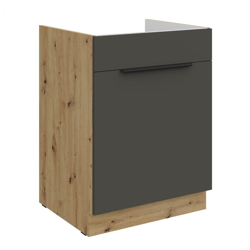 Kuchyňská skříňka ARIA 60 ZL 1S BB korpus dub artisan, dvířka šedá