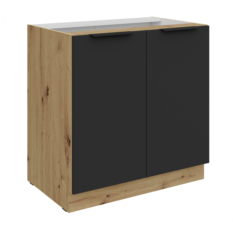 Kuchyňská skříňka ARIA 80 D 2F BB 
korpus dub artisan, dvířka černá