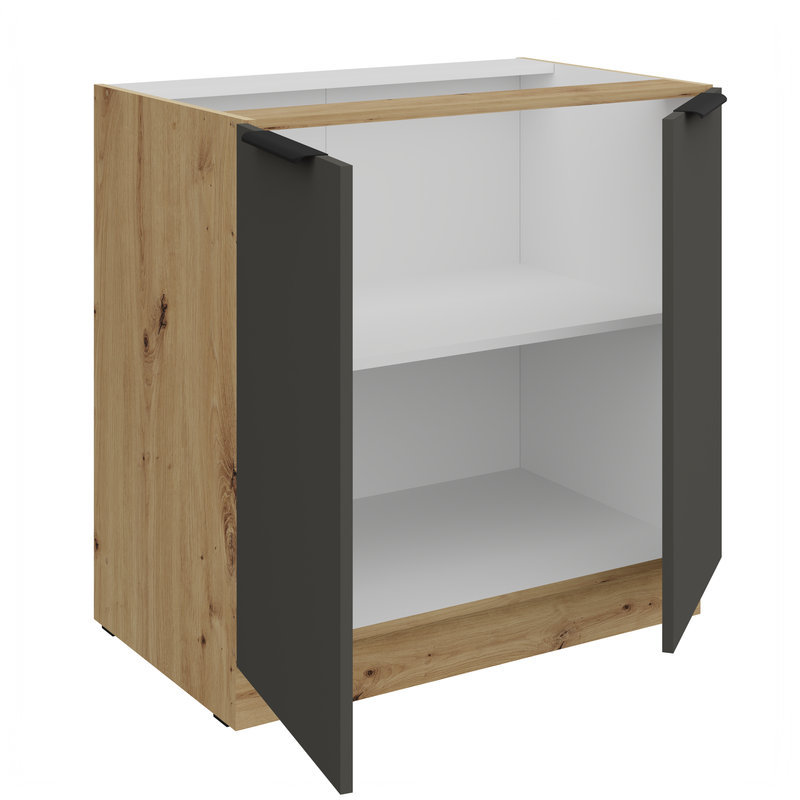 Kuchyňská skříňka ARIA 80 D 2F BB 
korpus dub artisan, dvířka šedá 
