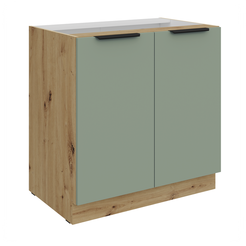 Kuchyňská skříňka ARIA 80 D 2F BB 
korpus dub artisan, dvířka Aquamarine-SA