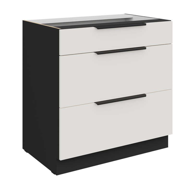 Kuchyňská skříňka ARIA 80 D 3S BB 
korpus černá, dvířka bílá