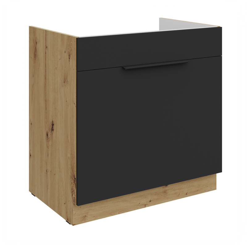 Kuchyňská skříňka ARIA 80 ZL 1S BB 
korpus dub artisan, dvířka černá