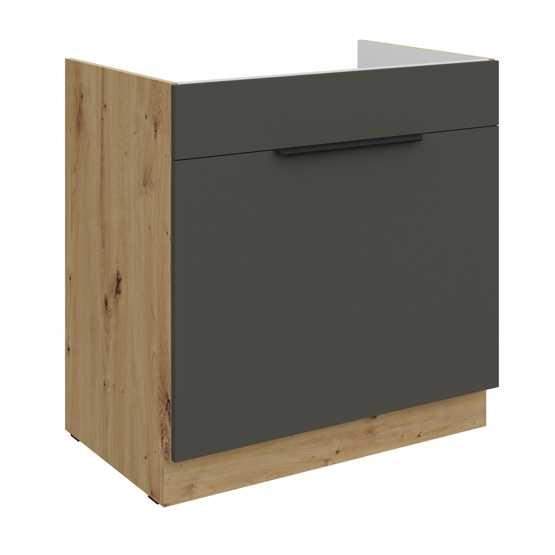 Kuchyňská skříňka ARIA 80 ZL 1S BB 
korpus dub artisan, dvířka šedá