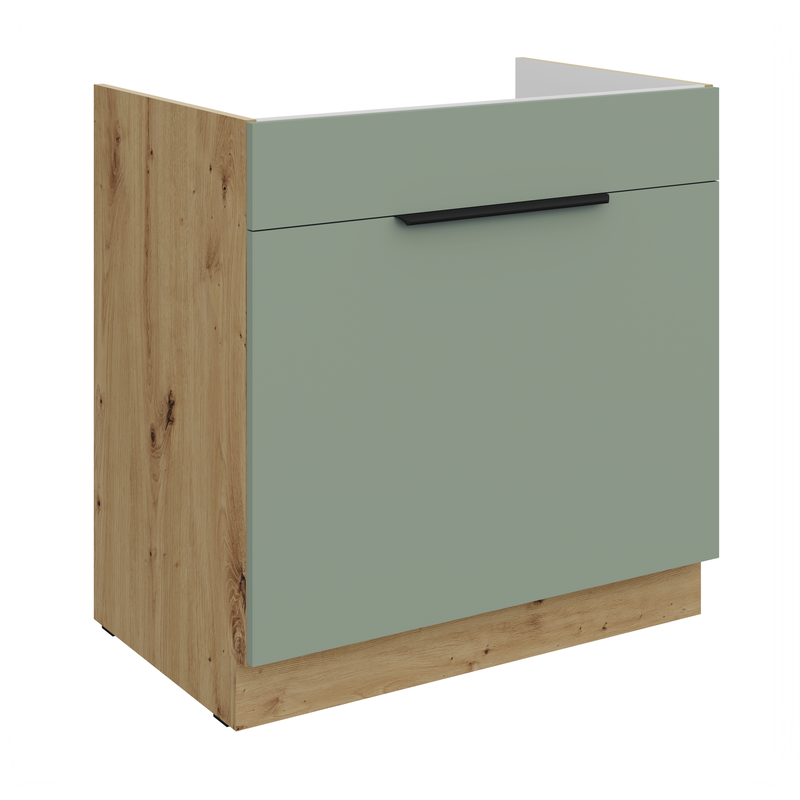 Kuchyňská skříňka ARIA 80 ZL 1S BB 
korpus dub artisan, dvířka Aquamarine-SA
