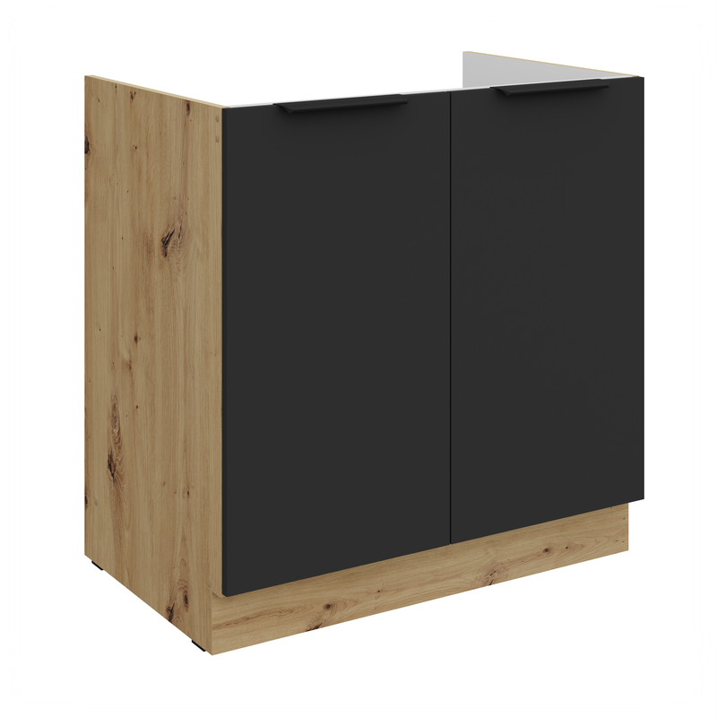 Kuchyňská skříňka ARIA 80 ZL 2F BB, korpus dub artisan / dvířka černá
