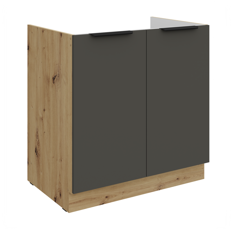 Kuchyňská skříňka ARIA 80 ZL 2F BB, korpus dub artisan / dvířka šedá